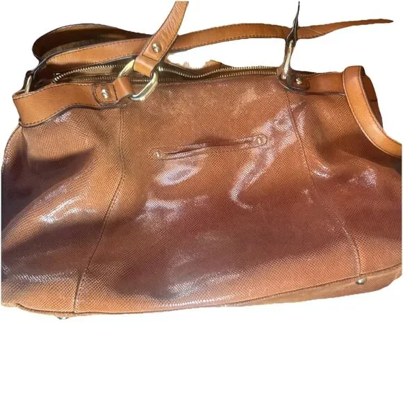 Vintage Makowsky Satchel Bag Brown Leather Large Handbag 16x9x7 Chic Style - Picture 11 of 16